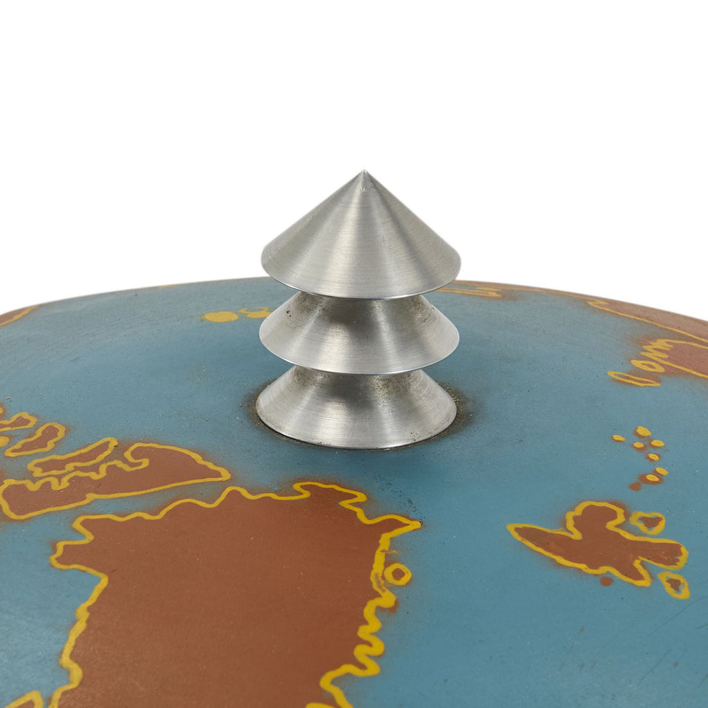 Vintage Blue + Brown Standing Globe