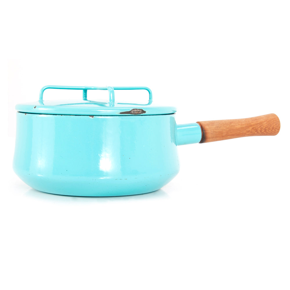 Aqua Mid Century Metal Sauce Pan with Lid