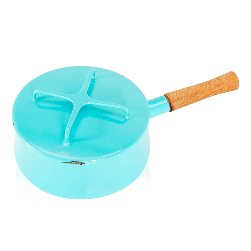 Aqua Mid Century Metal Sauce Pan with Lid