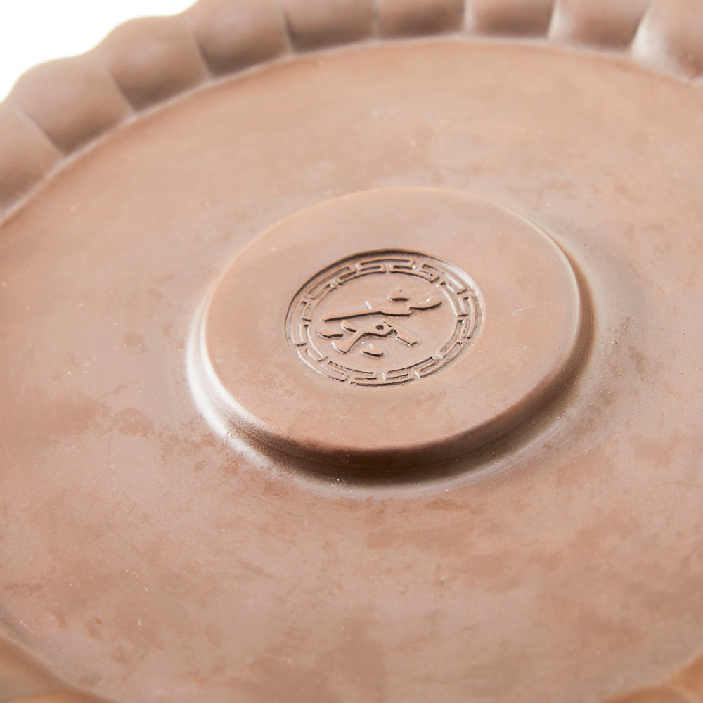 Brown Ceramic Serving Plate / Tea Stand