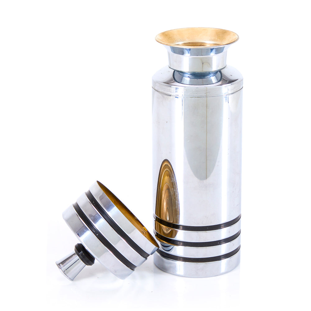 Chrome Deco Cylinder Cocktail Shaker