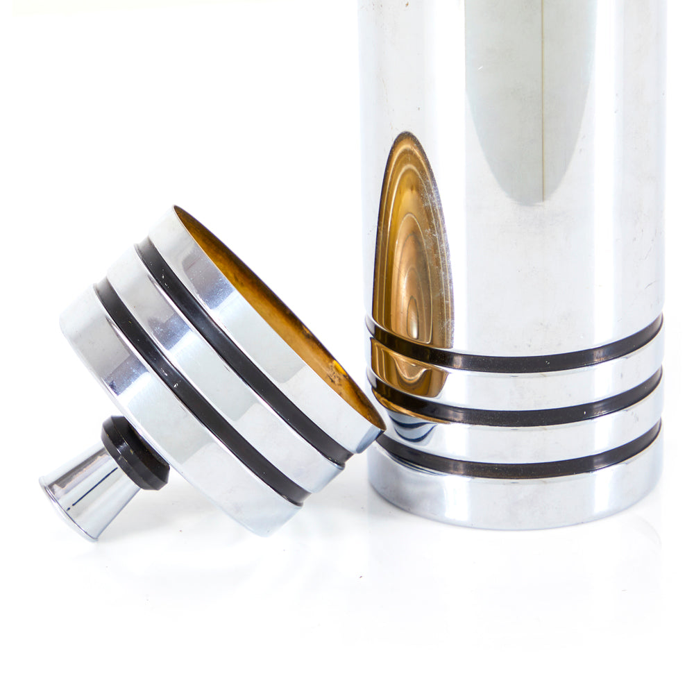 Chrome Deco Cylinder Cocktail Shaker