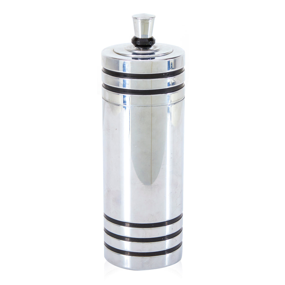 Chrome Deco Cylinder Cocktail Shaker