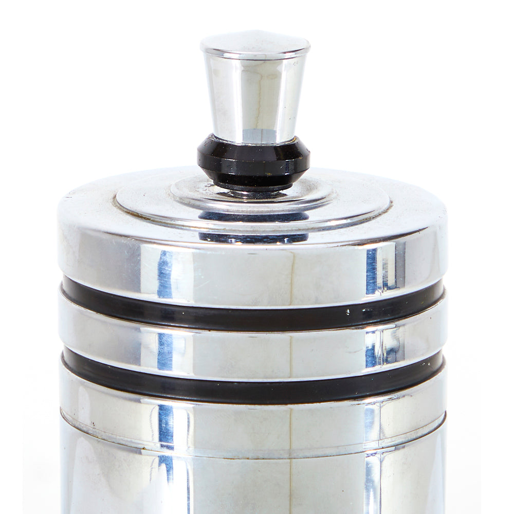 Chrome Deco Cylinder Cocktail Shaker