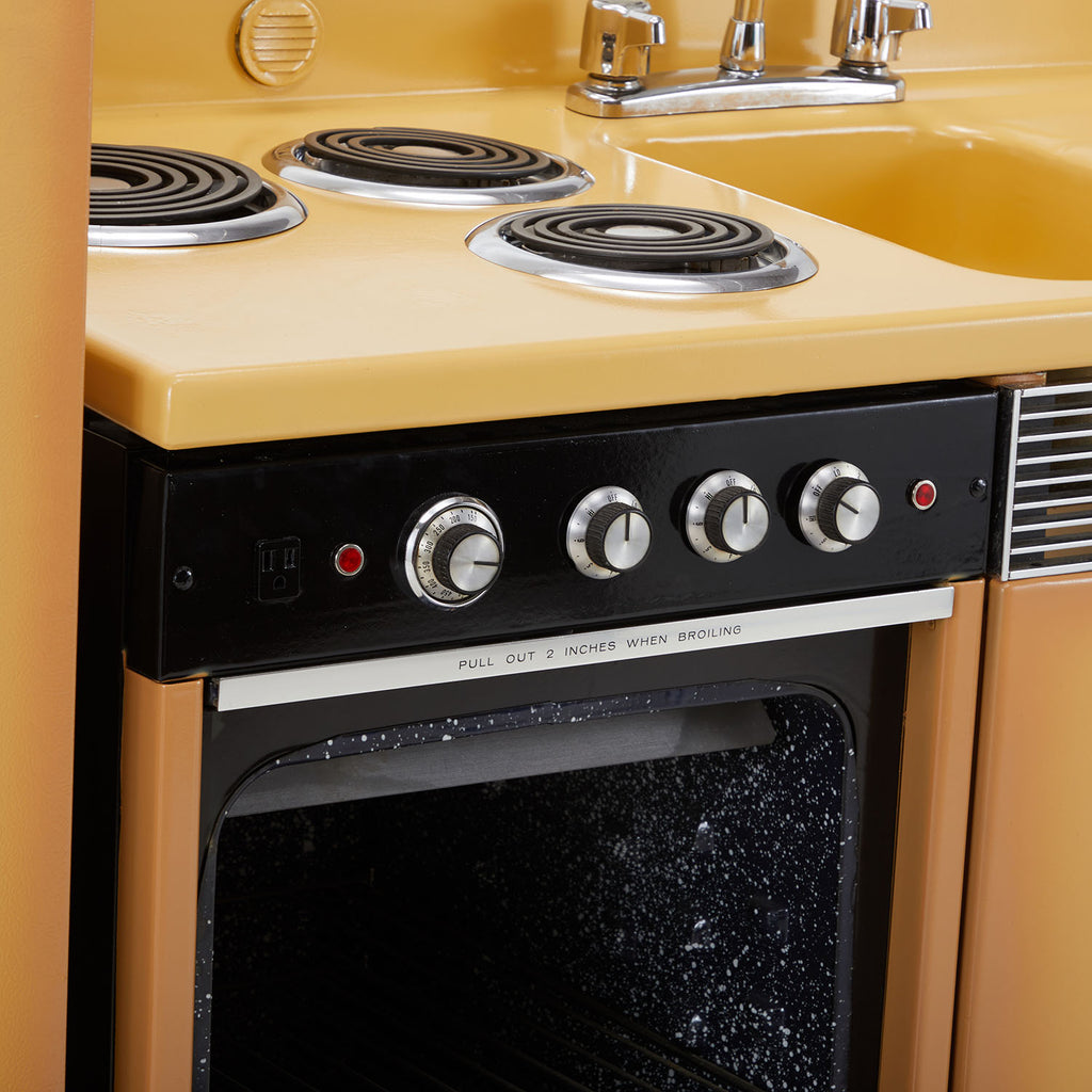 Tan Mustard Vintage Kitchen Sink & Stove