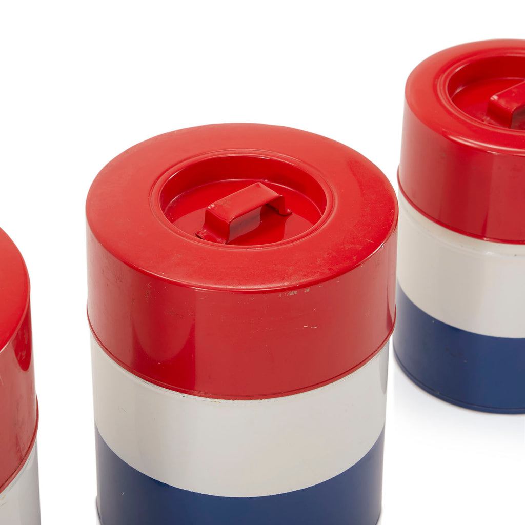 Red White and Blue Tin Canister Set of 3