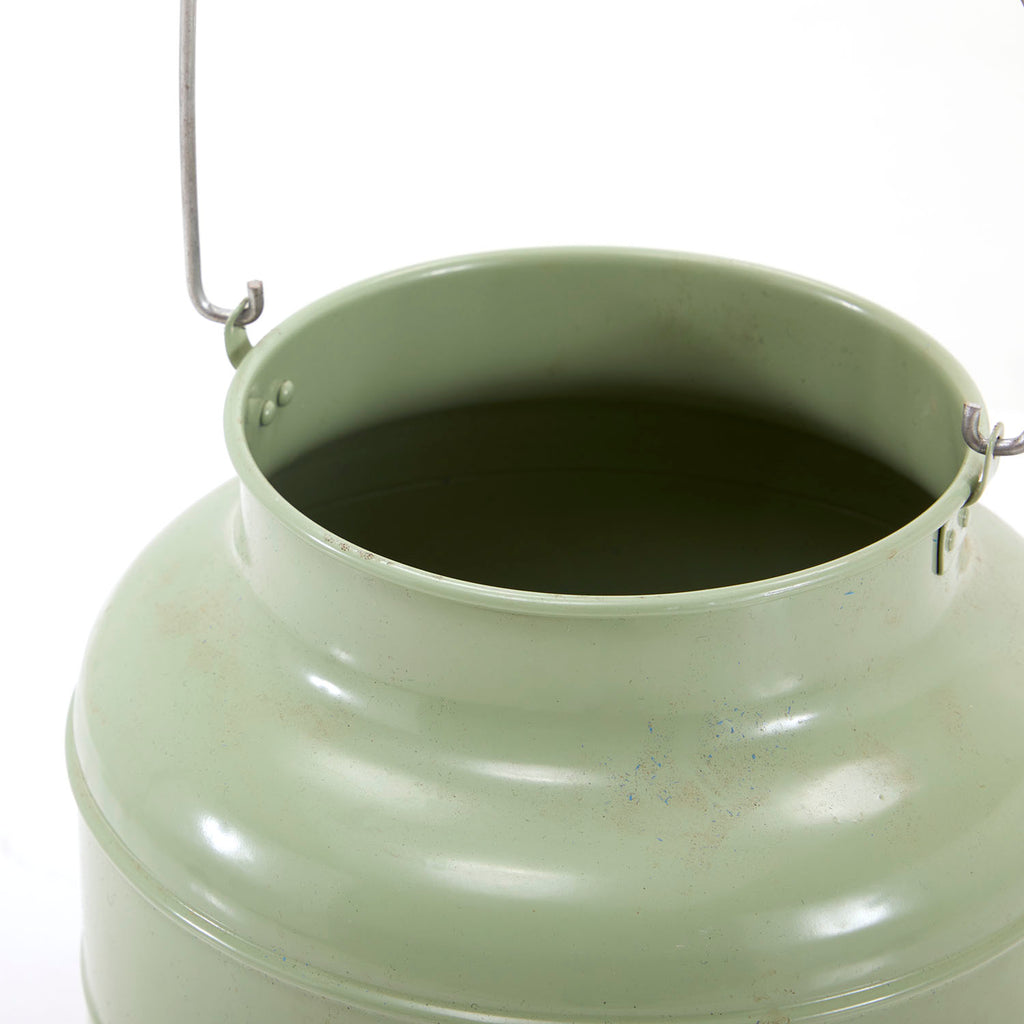Green Pale Tin Canister with Wood Handle (No Lid)