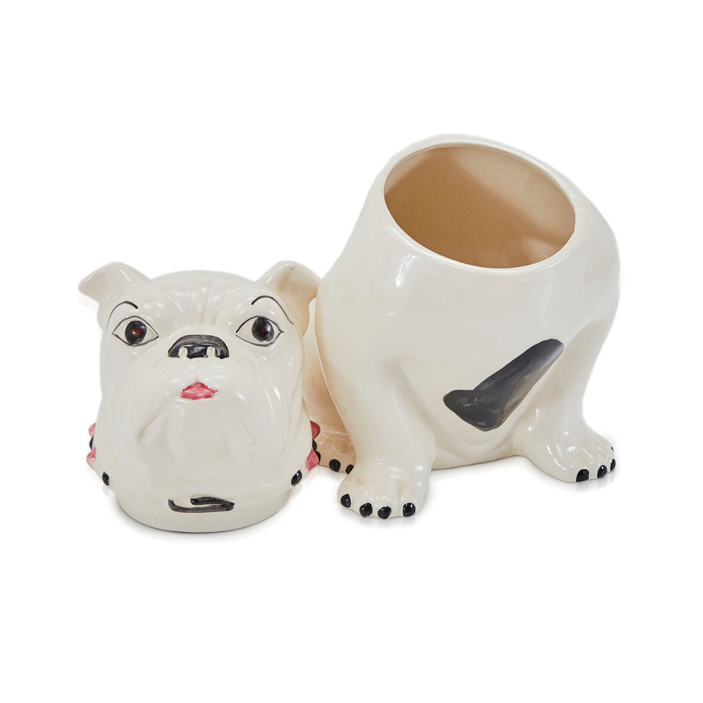 White Ceramic Bulldog Cookie Jar (A+D)