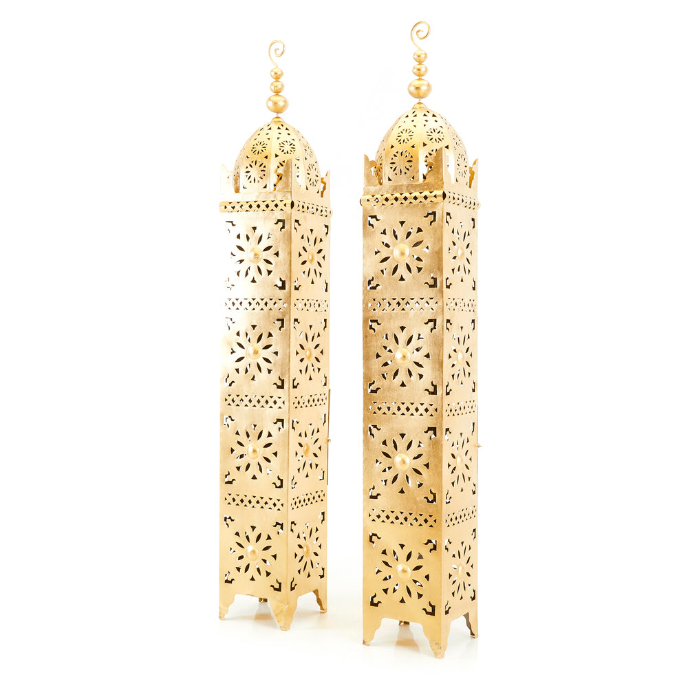 Tall Rusted Brass Moroccan Tower Sculptures