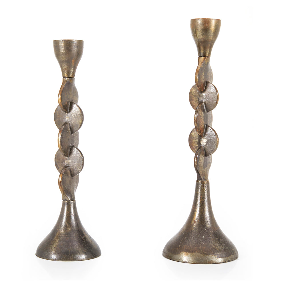 Metal Spiral Candle Holder Pair