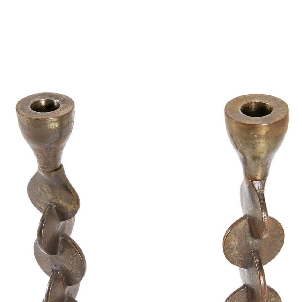 Metal Spiral Candle Holder Pair