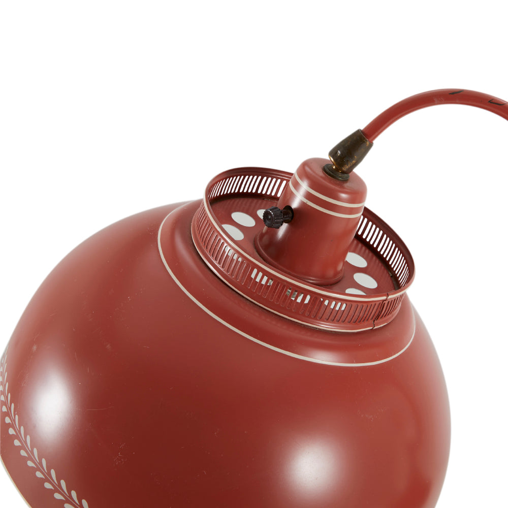 Red Antique Scroll Neck Floor Lamp