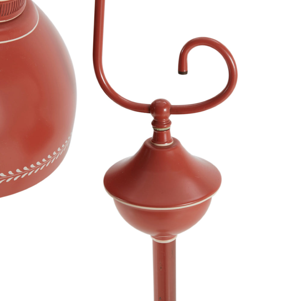 Red Antique Scroll Neck Floor Lamp