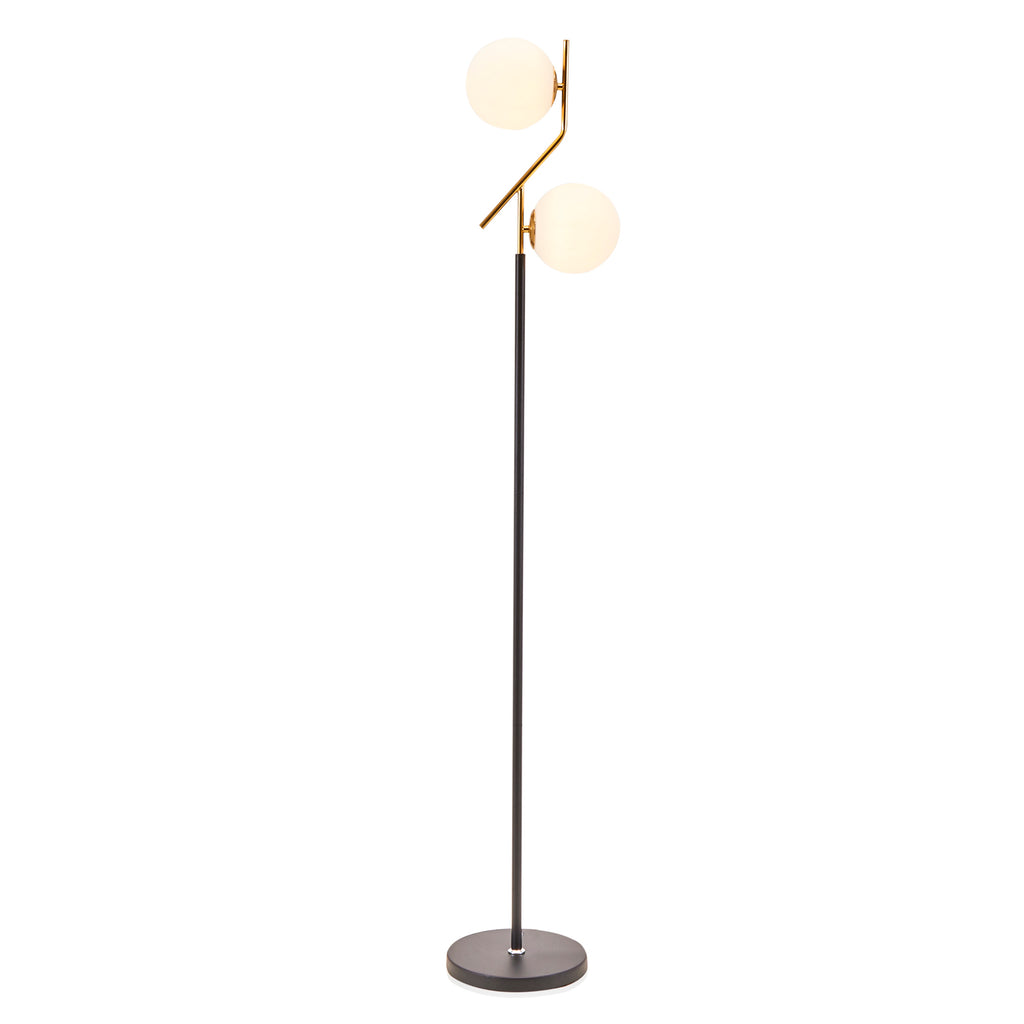 Black & Gold Double Orb Floor Lamp