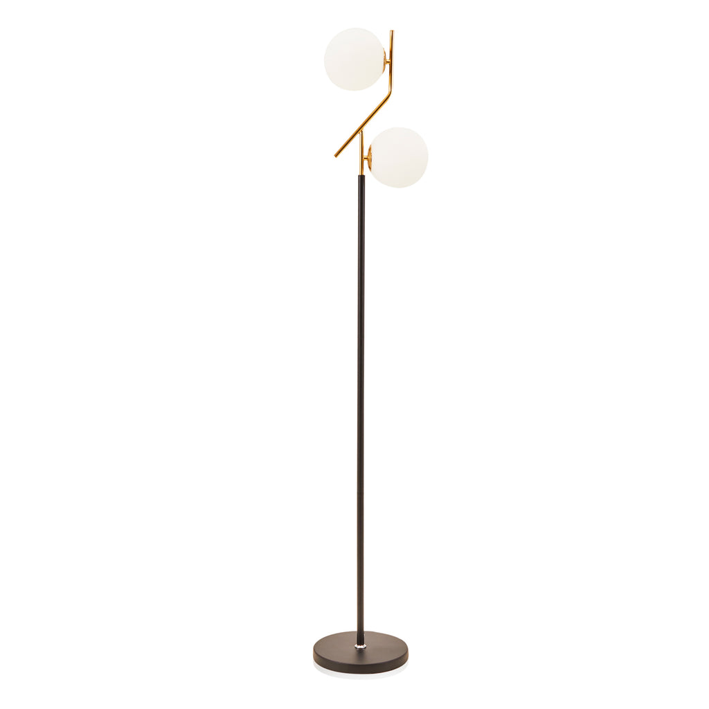 Black & Gold Double Orb Floor Lamp
