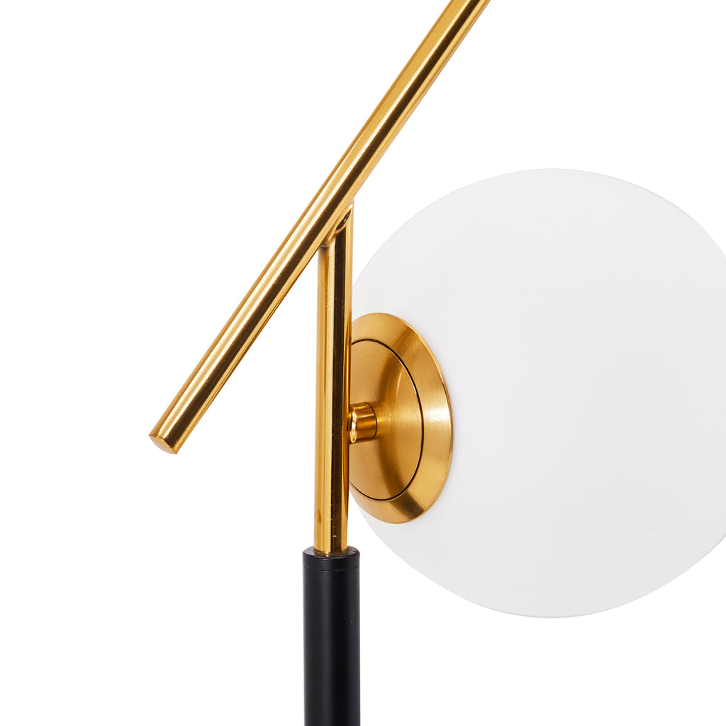 Black & Gold Double Orb Floor Lamp