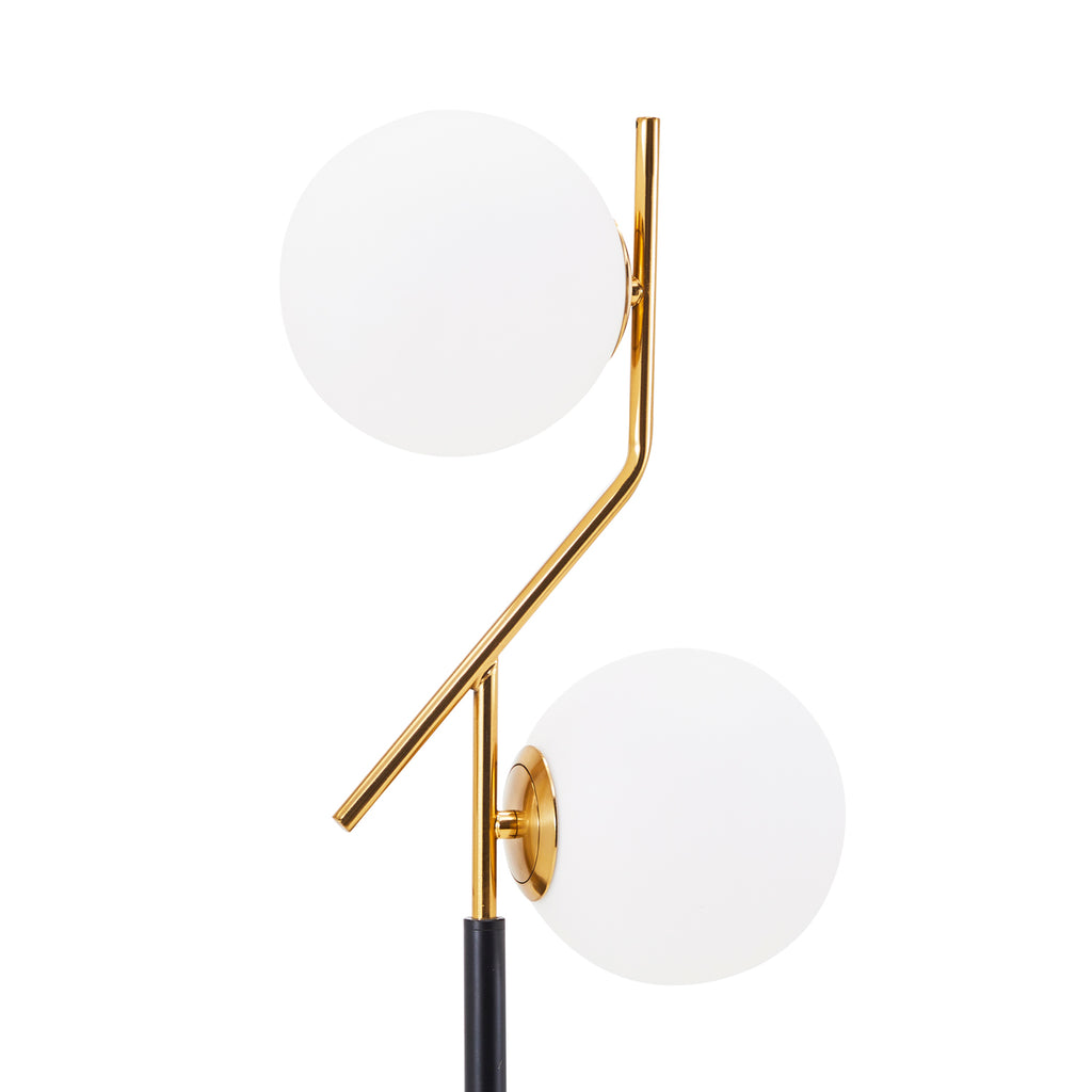 Black & Gold Double Orb Floor Lamp