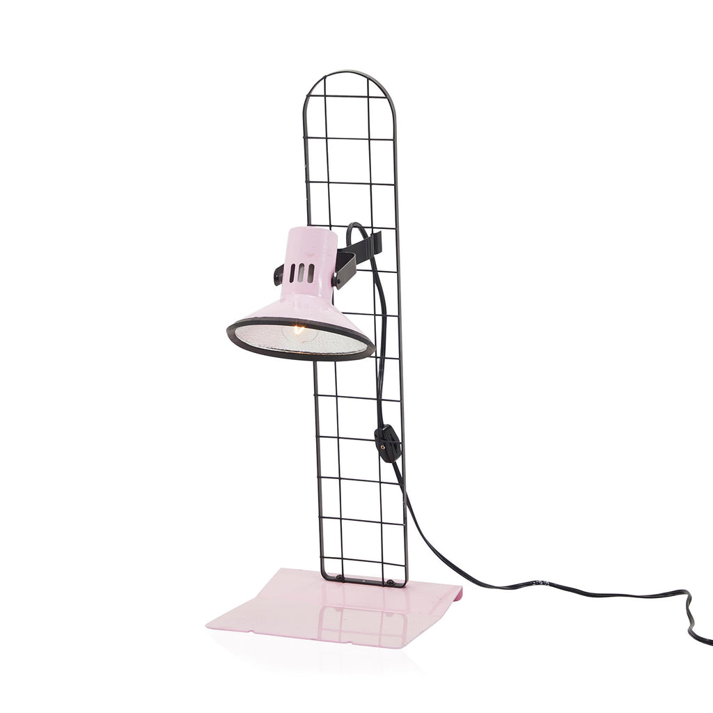Pink Metal Grid Desk Lamp