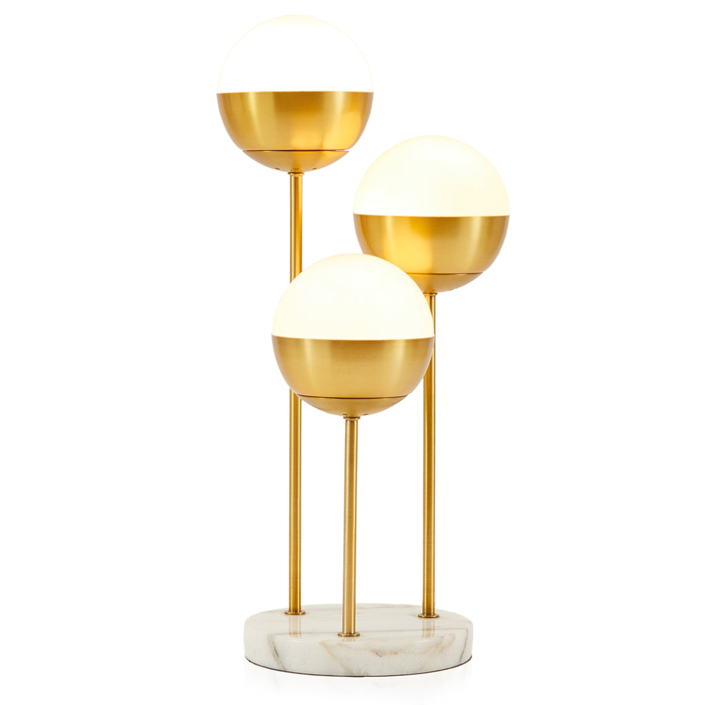 Gold & White 3 Globe Table Lamp