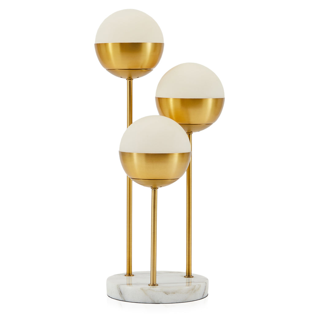 Gold & White 3 Globe Table Lamp