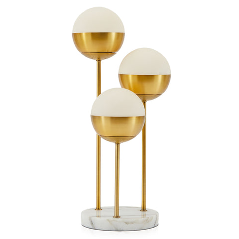 Gold & White 3 Globe Table Lamp