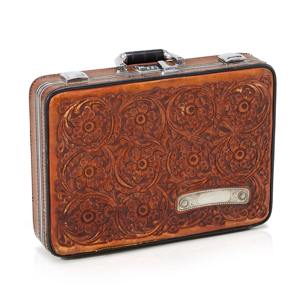 Brown Leather Engraved Briefcase