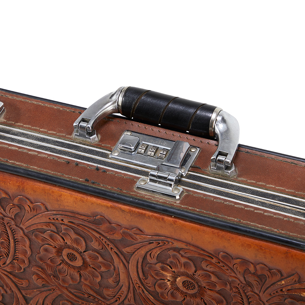 Brown Leather Engraved Briefcase