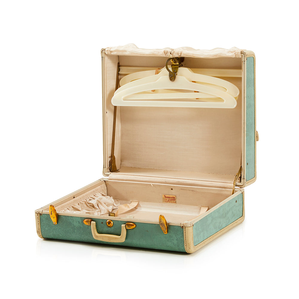 Medium-Small Vintage Turquoise Suitcase
