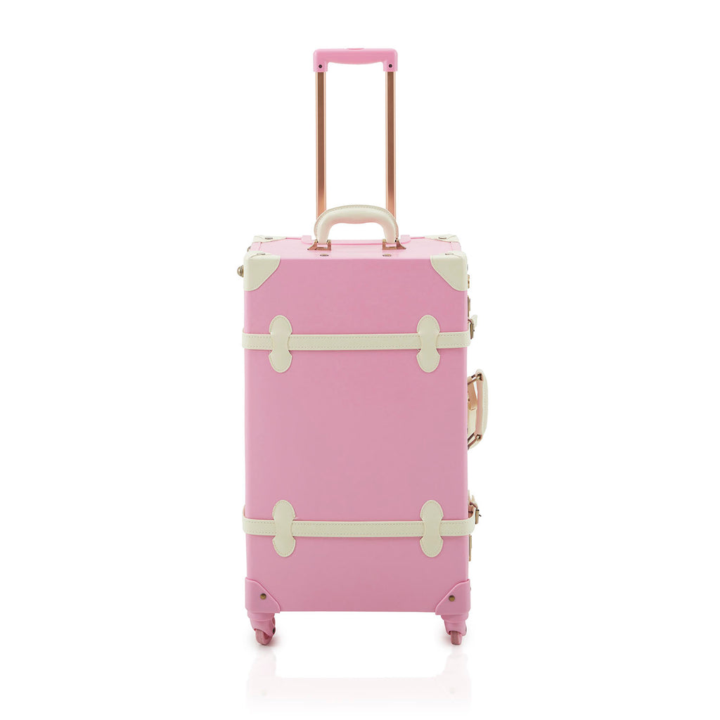 Large Pink Leather Suitcase