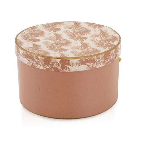 Pink Round Palm Tree Hat Box