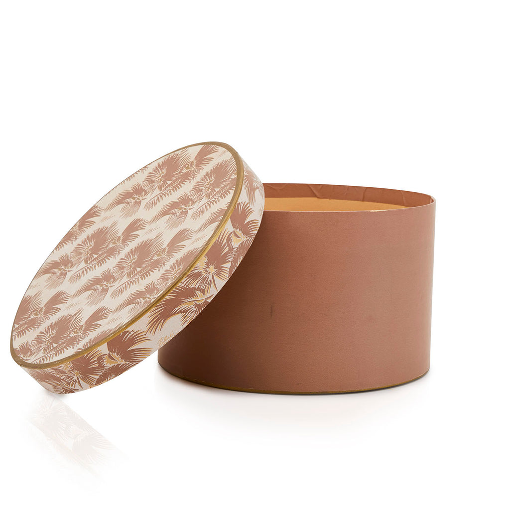 Pink Round Palm Tree Hat Box