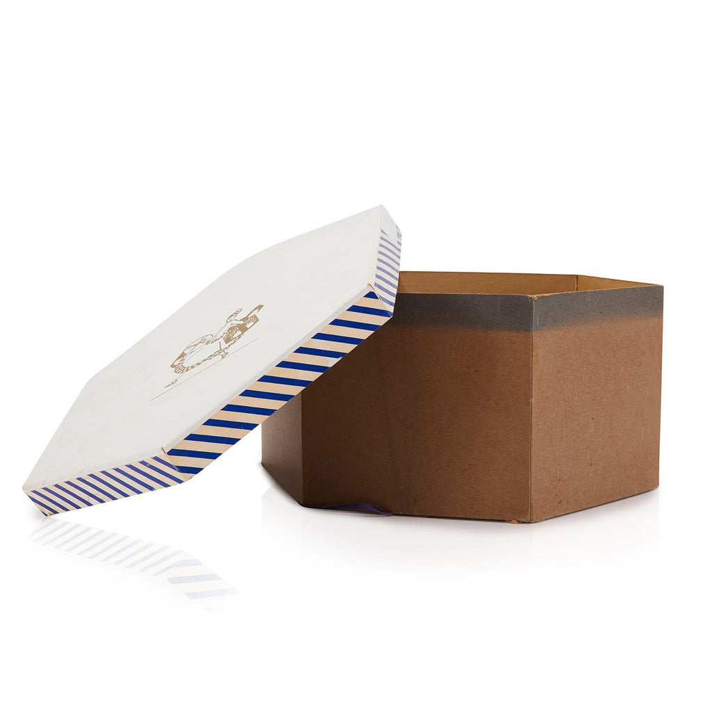 Brown and White Hexagonal Hat Box