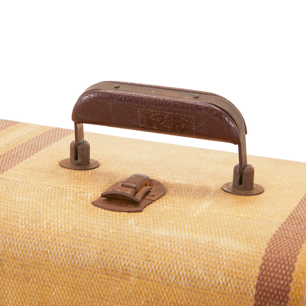Sand Hardshell Suitcase with Brown Stripes