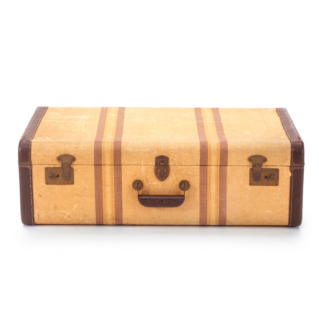 Sand Hardshell Suitcase with Brown Stripes