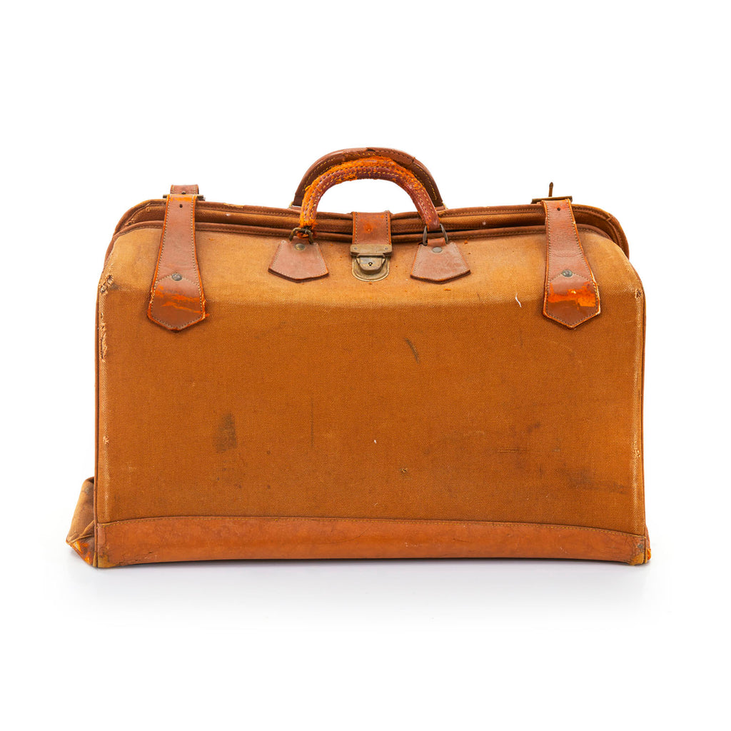 Tan Canvas & Leather Garment Bag
