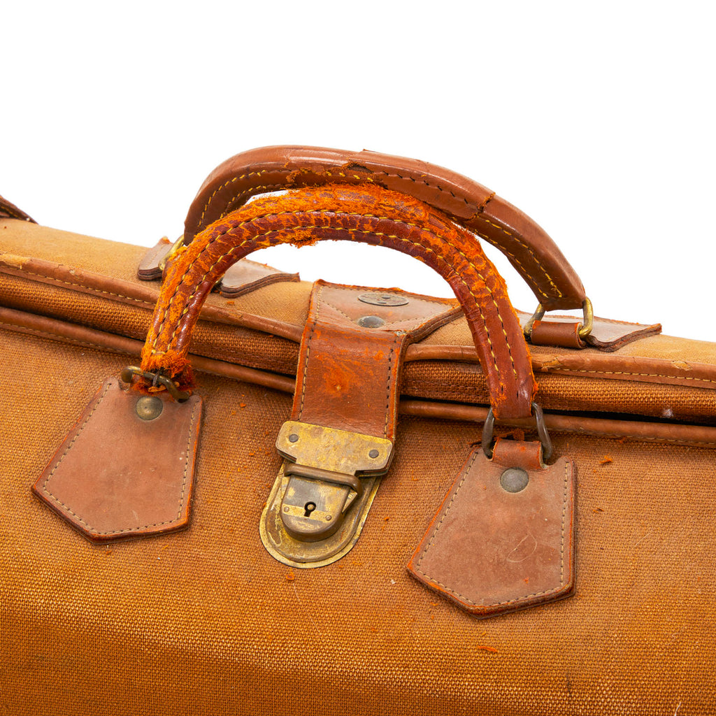 Tan Canvas & Leather Garment Bag