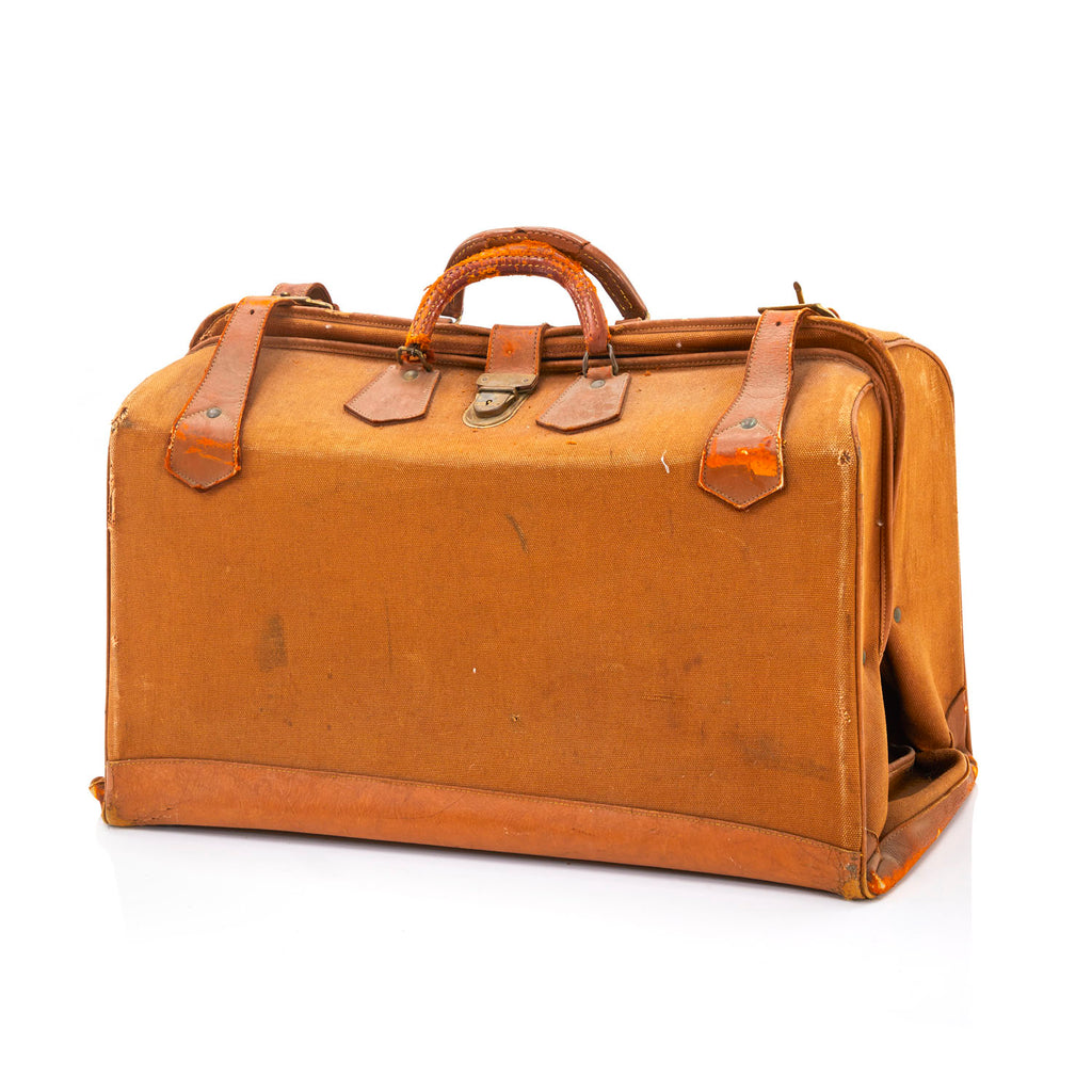 Tan Canvas & Leather Garment Bag