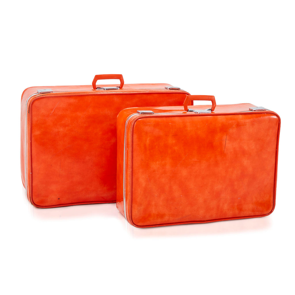 Vintage Orange Leather Suitcase