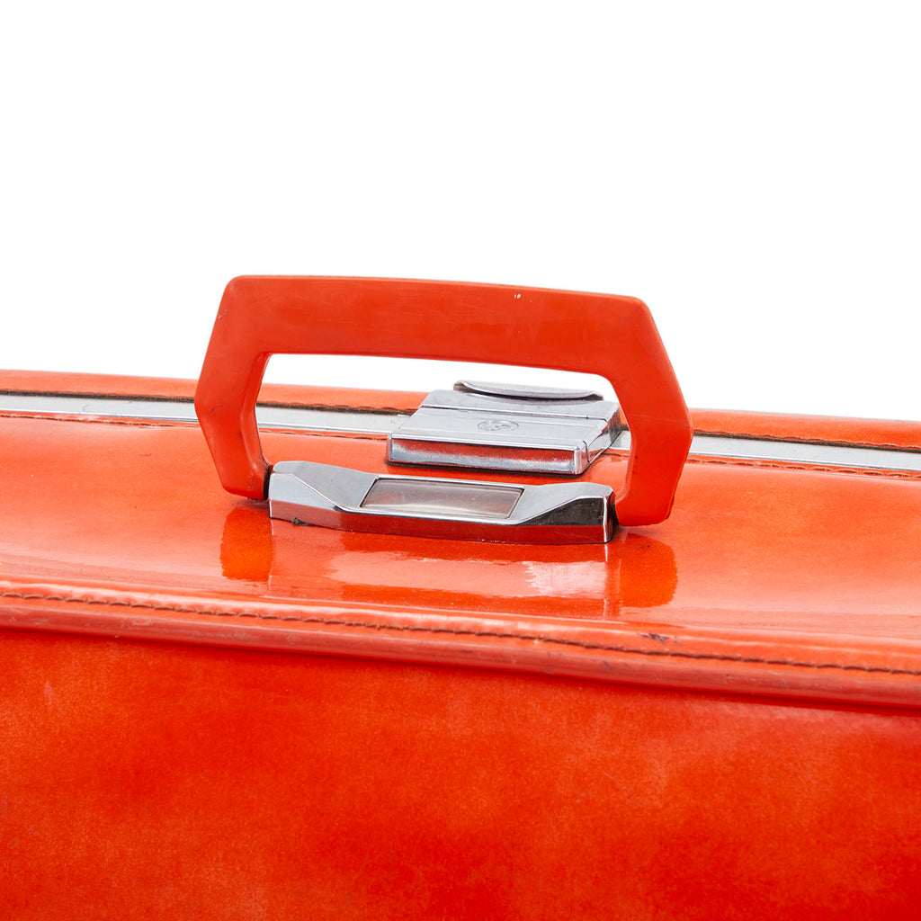 Small Vintage Orange Leather Suitcase