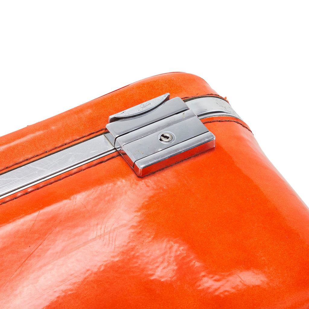 Small Vintage Orange Leather Suitcase