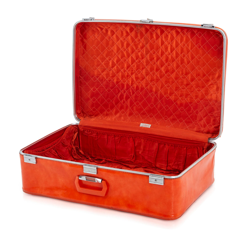 Small Vintage Orange Leather Suitcase