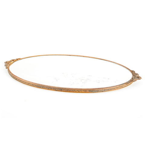 Oval Gold Trim Vanity Mirror Tray