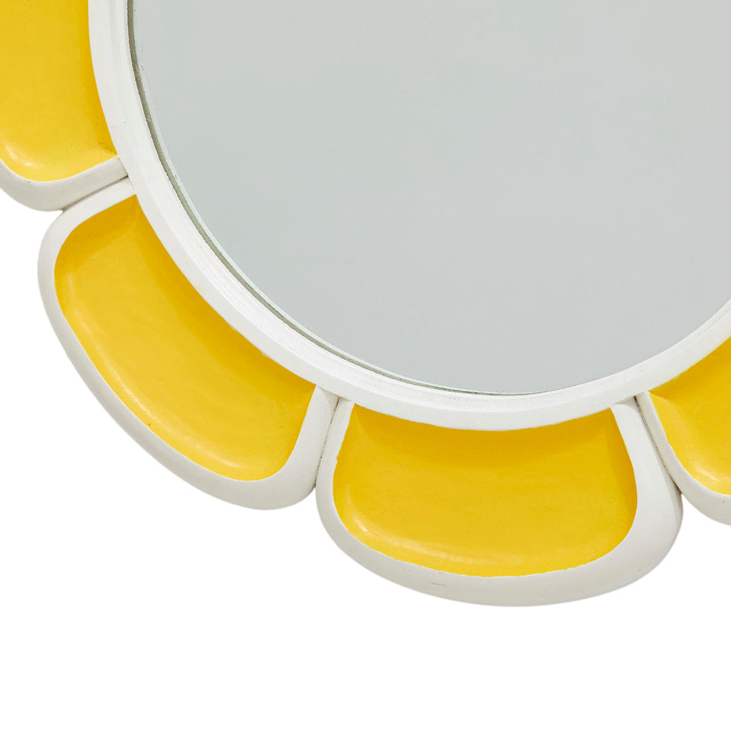 Yellow Plastic Flower Wall Mirror