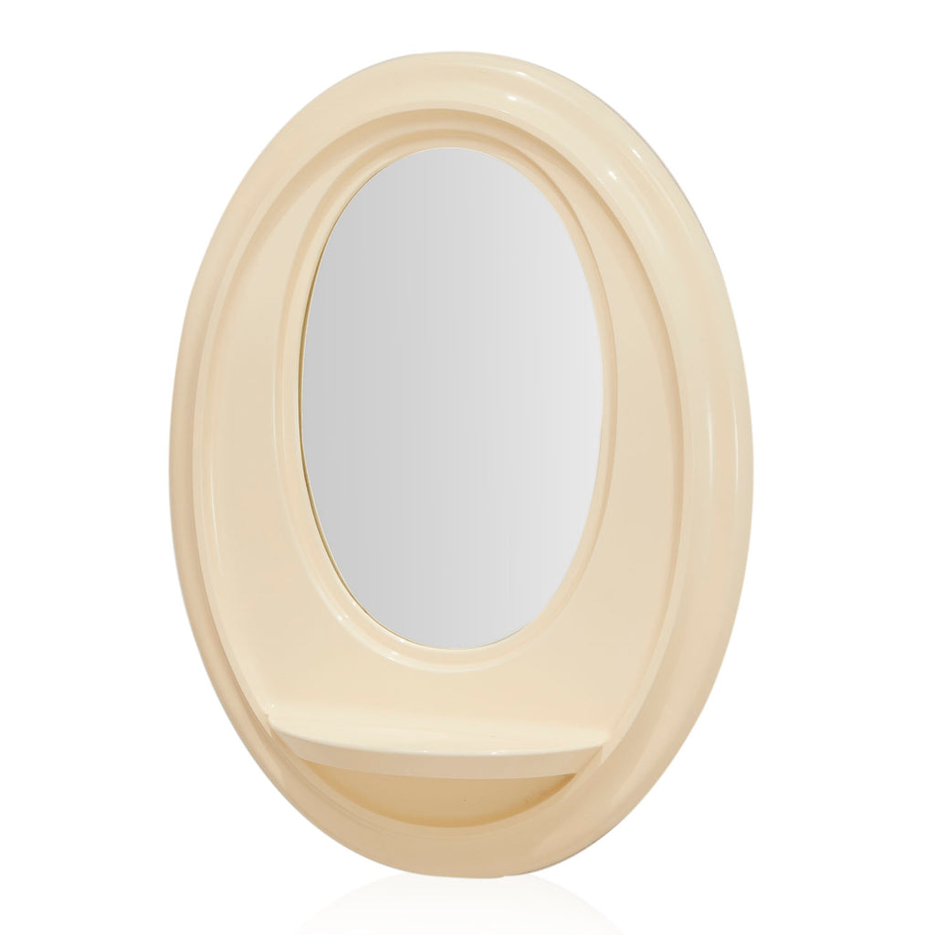 White Cream Plastic Oval Wall Mirror