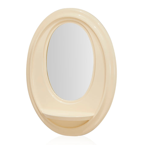 White Cream Plastic Oval Wall Mirror