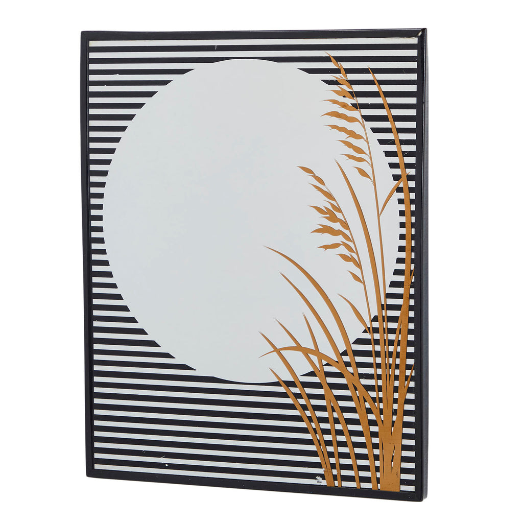 Black Stripes and Wheat Wall Mirror