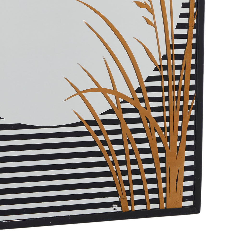 Black Stripes and Wheat Wall Mirror