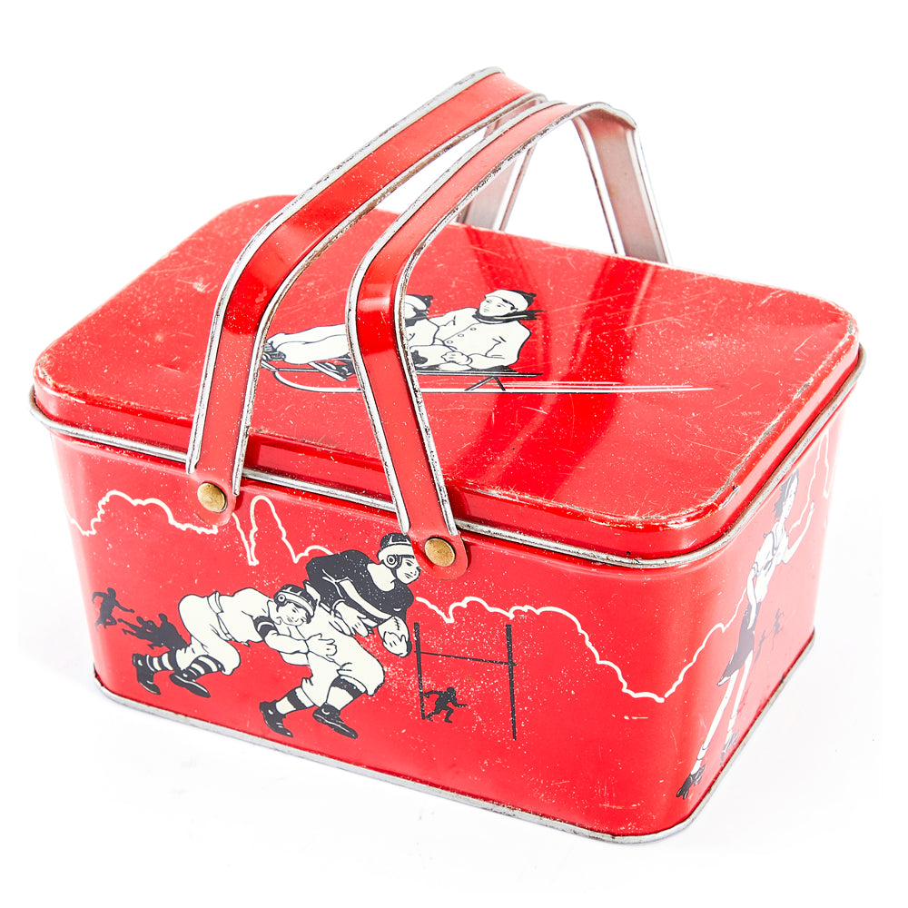 Red Metal Football Picnic Basket