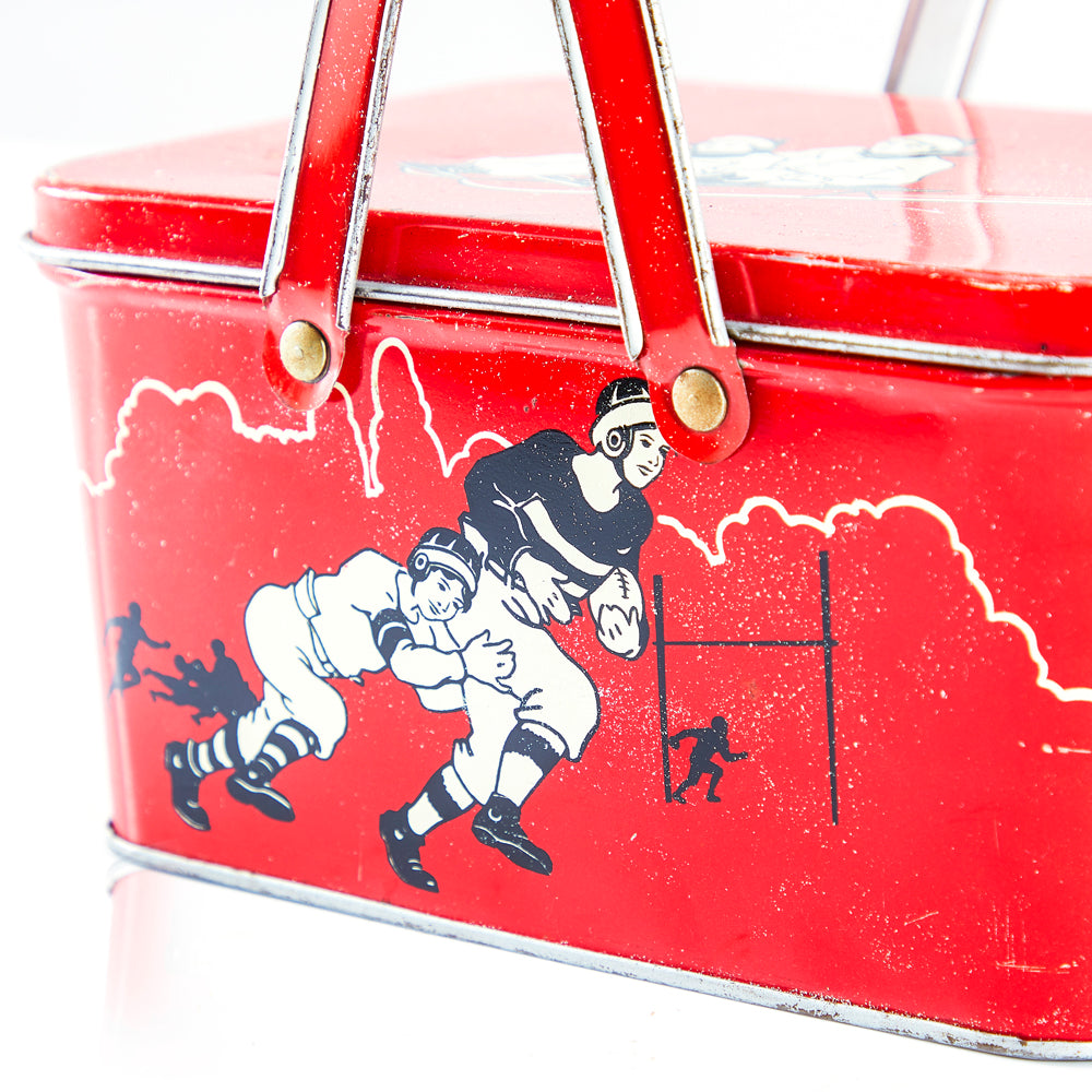 Red Metal Football Picnic Basket