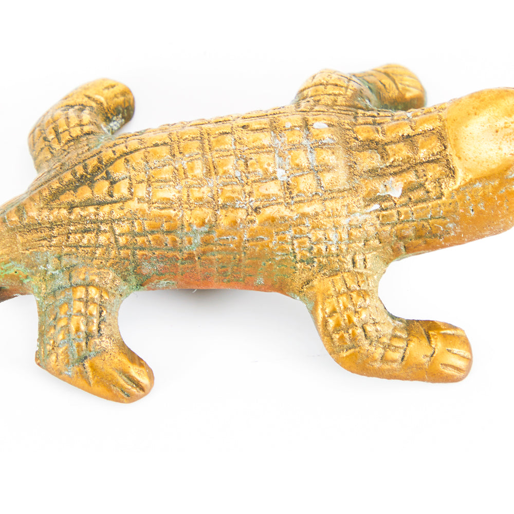 Brass Miniature Crocodile Sculpture